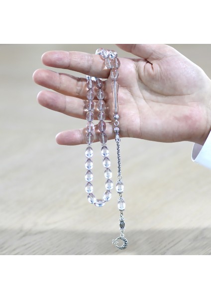 Kararmaz Metal Arnavut Zincir Püsküllü Sülün Imame Beyzi Kesim Şeffaf Beyaz Katalin Tesbih fırsatları