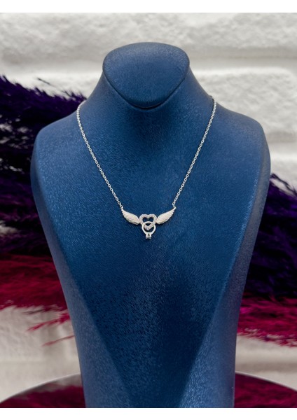 925 Ayar Gümüş Melek Kanadı Aşk Modeli Trend Kadın Kolye