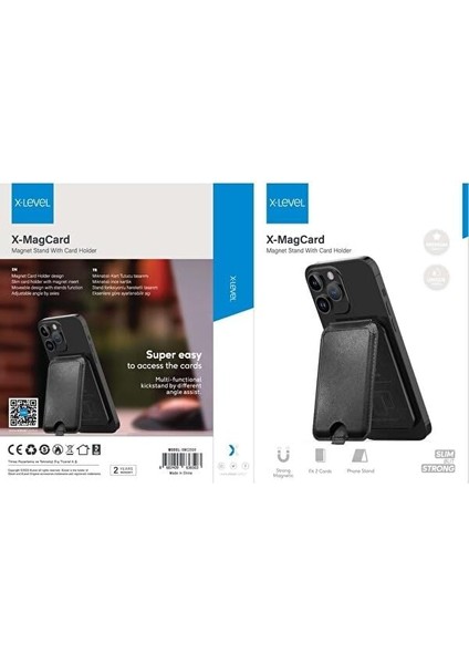 Ile Uyumlu Deri Kartlık, Iphone 12/13/14/15/16 Modelleri ile Uyumlu, 5 Kart Kapasiteli, Açılır Kapanabilir Stand Olma Özellikli, Hafif ve Şık Tasarım, MC2500, Siyah fiyatları