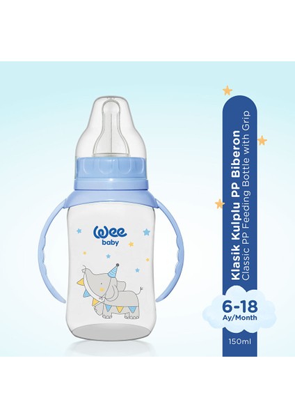 744 Wee Baby Kulplu Pp Biberon 150ML Mavi modelleri