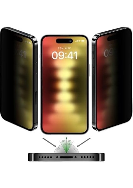 15 Pro ile Uyumlu 5d Privacy Hayalet Ekran Koruyucu, BF2252, Siyah fiyatları