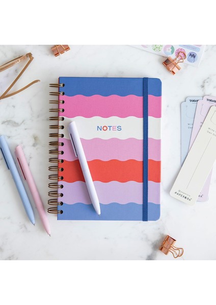 A5 Spiralli Sert Kapak Noktalı Tarihsiz Not Defteri Çok Renkli