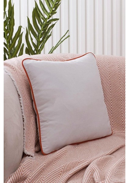 Renk Seçenekli Turuncu Biyeli Açık Gri Kırlent Kılıfı Dekoratif Düz Sade Panoroma Panbiy Gri Turuncu 45X45