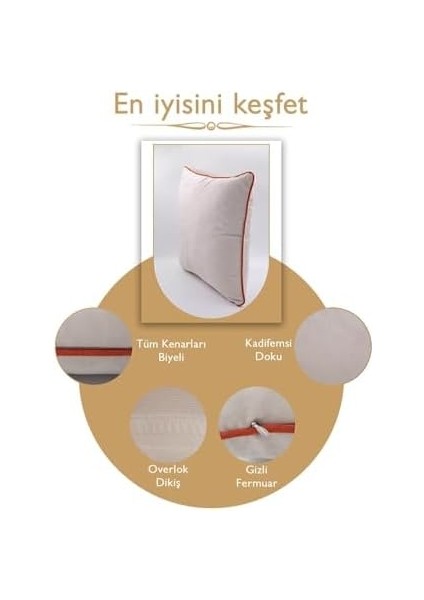 Renk Seçenekli Turuncu Biyeli Açık Gri Kırlent Kılıfı Dekoratif Düz Sade Panoroma Panbiy Gri Turuncu 45X45 modelleri