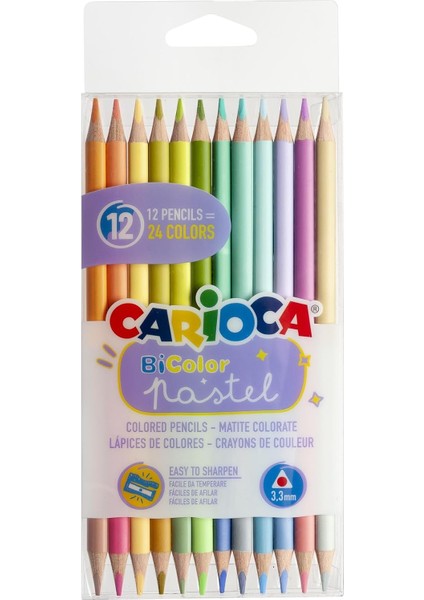 Pastel Renk Kuru Çift Taraflı 12&apos;li (24 Renk)