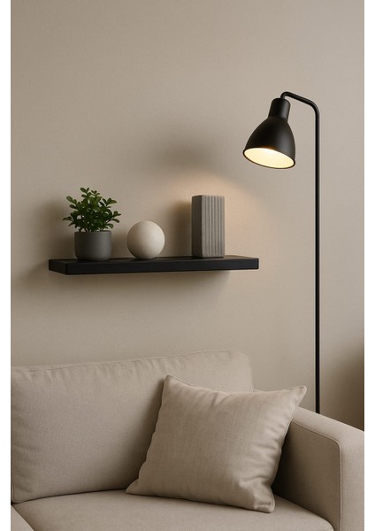 50*15 cm Parlak Siyah Mdf Uçan Duvar Rafı Gizli Bağlantı Kitaplık