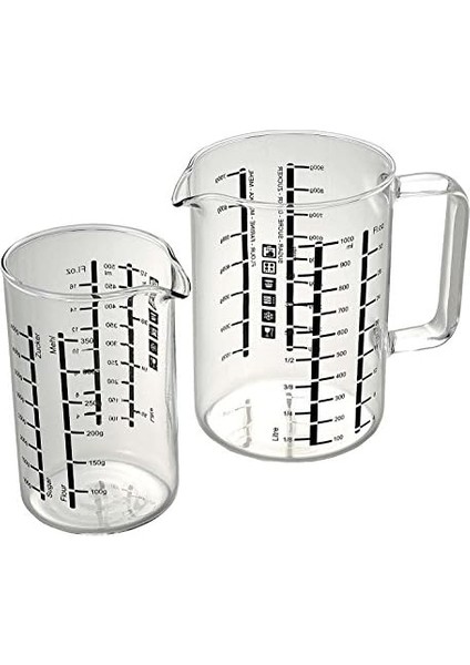 2&apos;li Ölçü Kabi Seti Kapasite 0,50/1,00 Lt 120X134-150X150 mm modelleri