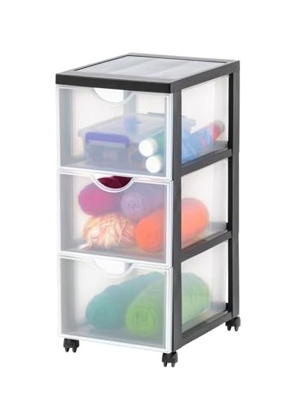 Ohyama Saklama Kulesi, Saklama Kulesi, Çok Fonksiyonlu Plastik Saklama Kulesi, Tekerlekli ve Çekmeceli Kule, 3 x 15 L, Ergonomik Açıklık, Ev, Ofis - DDDC-303 - Siyah fiyatları