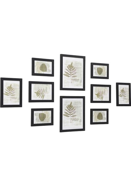 Resim Çerçevesi Seti 10&apos;lu, 20 x 25 cm Boyutunda 2 Fotoğraf, 13 x 18 cm Boyutunda 4 Fotoğraf, 10 x 15 cm Boyutunda 4 Fotoğraf, Siyah