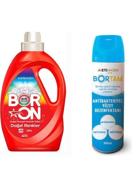 Doğal Mineralli Sıvı Çamaşır Deterjanı Boron Renkliler Için 26 Yıkama+ Bortam Dezenfektan