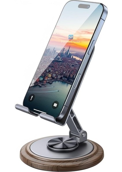 Telefon Tutucu 360 Dönebilen Ahşap Desenli Şık Tasarım Masa Üstü Telefon Telefon Tutucu 16 15 14 13 12 11 Pro Max/ / S25 Ultra S24 ile Uyumlu