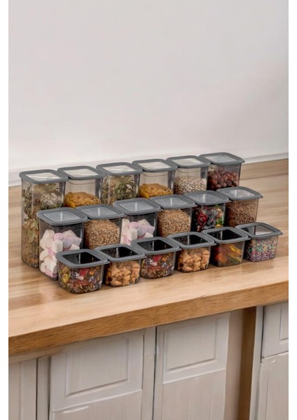 18&apos;li 3 Boy Set Sızdırmaz Kapaklı Kare Erzak Saklama Kabı 6 Adet 650ML - 6 Adet 1300ML - 6 Adet 1900ML Kare Erzak Saklama Kabı