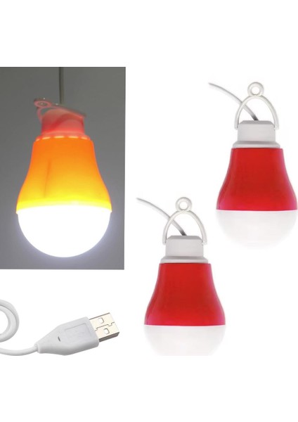 USB Kablolu Beyaz LED Ampul 5W 5 Volt, Kamp, Piknik, Çadır, Seyahat, Açık Hava, Çok Amaçlı Lamba, Powerbank, Laptop Gibi Güç Alabileceği USB Girişli Her Cihaz ile Çalışabilir (2)