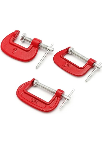 Mengene Seti, 3 Parça, Çelik Karbon, 2.5 Cm, 5.2 Cm, 6 cm Ağız Açısı, Ahşap ve Metal Sıkma Için Profesyonel Mengene Takımı