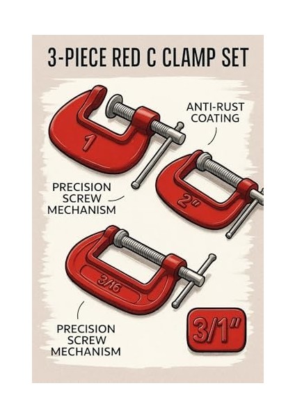 Mengene Seti, 3 Parça, Çelik Karbon, 2.5 Cm, 5.2 Cm, 6 cm Ağız Açısı, Ahşap ve Metal Sıkma Için Profesyonel Mengene Takımı fiyatları