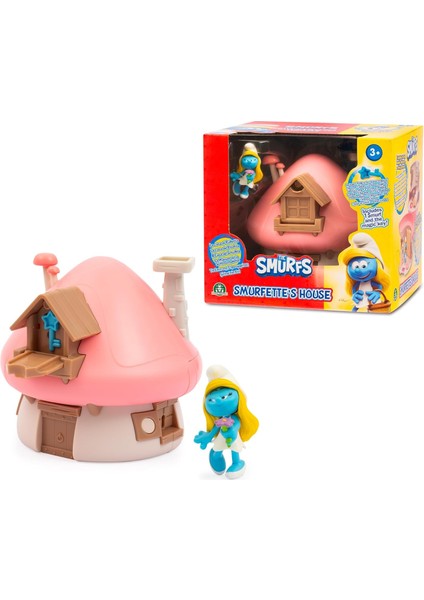 Şirinler – Şirinler Figürlü Ev, 5 Cm, Evin Iç Kısmı, Bölüm, Dolap,, Yatak ve Başucu Masası, 3 Yaş Arası Çocuklar Için (PUF20100)