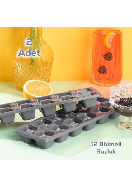 159 2 Li Gri Buz Kalıbı - Renkli Barista Kokteyl Buz Kalıbı 12&apos;li Buzluk Kalıbı fiyatları