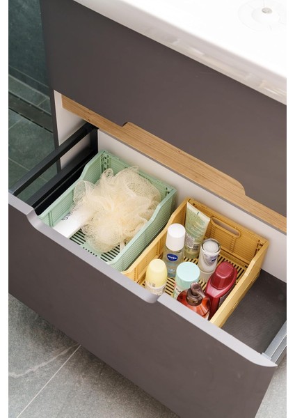 Çok Amaçlı Taşıma, Masa Kasaları Saklama Kutusu, Plastik Istiflenebilir, Yatak Odası Ofis Tuvalet Malzemeleri Kozmetik Için Pastel Kasalar 6 Adet (Sarı, Medıum)