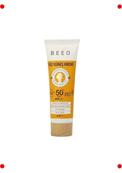 Propolisli Yüz Güneş Kremi SPF50+, Yüksek Koruma 40 ml