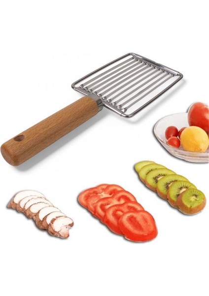 Paslanmaz Çelik Silikon Saplı Testere Ağızlı Dilimleyici - Sebze ve Meyve Şekillendirici, Ergonomik, Bulaşık Makinesinde Yıkanabilir Mutfak Aleti