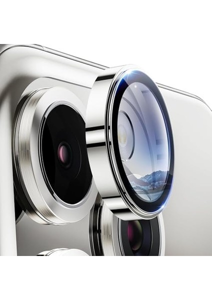 16 Pro ve 16 Pro Max Kamera Camı Lens Halka Set - Beyaz Titanyum fiyatları