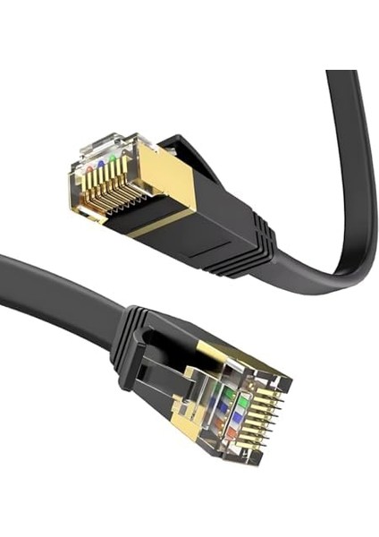 Cat7 Ethernet Kablosu 10GBPS Premium Internet Lan Kablo Flat Modem Ağ Kablosu (15 Metre) modelleri