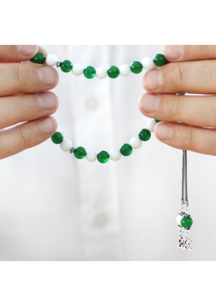 925 Ayar Gümüş Isme Özel Harf Püsküllü Küre Kesim Yeşil Beyaz Jade Doğaltaş Taraftar Tesbih modelleri