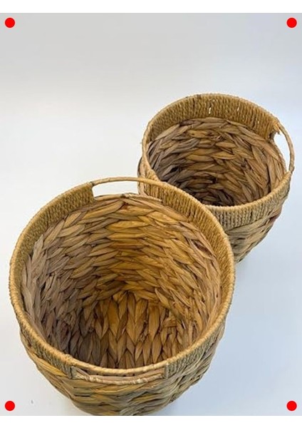 2'li Doğal El Örgüsü Hasır Saksı Kılıfı Çiçeklik modelleri