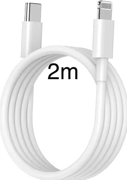 Type-C (Usb-C) To Şarj Kablosu 20W Transfer ve Hızlı Şarj Kablosu 2 Metre Beyaz 14/13/12/11 Pro Max Mini X/xr/xs/x/8/7/6/6s/se Serileriyle Uyumlu Pd