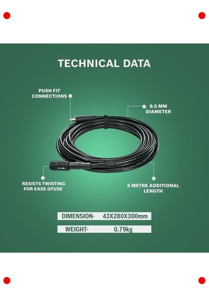 Basınçlı Yıkama Uzatma Hortumu 6 Metre (135 Bar) indirimleri