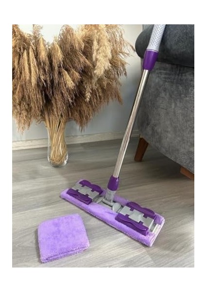 Teleskopik Yer Mopu (Mor) +Yüzey 48&apos;li Temizlik Bezi Hediyeli (NKS149) modelleri