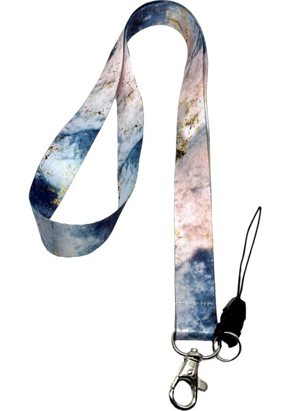 Mermer Desenli Boyun Ipi Telefon Askısı Lanyard