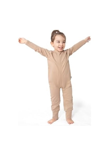 Organik Pamuk Çocuk Ayaklı Uyku Tulumu - 1 Tog - (12-18 Ay) - Kum Beji fiyatları