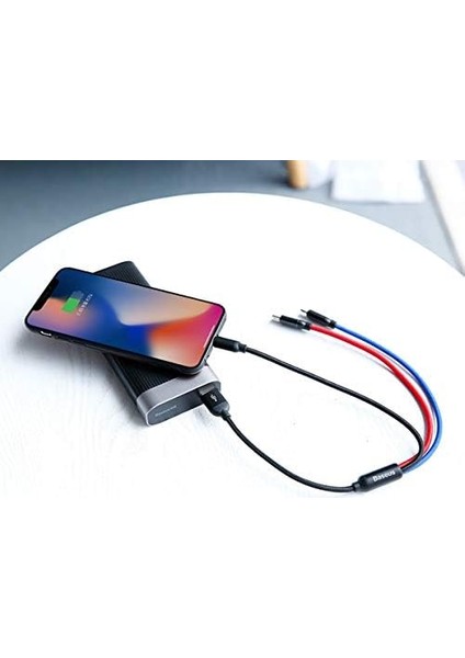 3 In 1, Için Şarj & Aktarım, Micro USB & Usb-C Için Şarj Kablosu, 0.3 Metre, Siyah modelleri