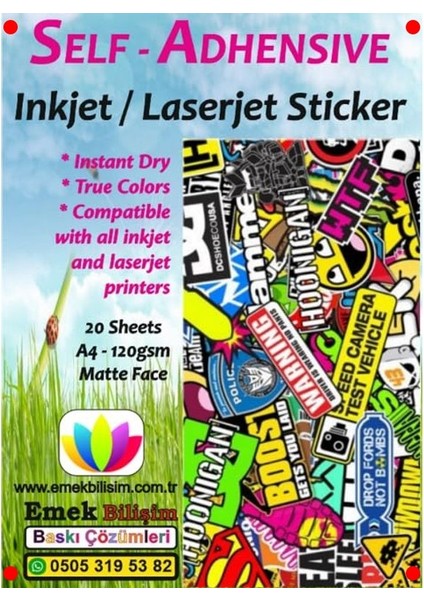 A4 Mat Etiket Kağıdı - Inkjet & Lazer Uyumlu (20 Adet) modelleri