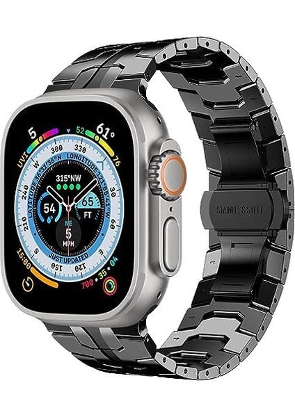 ile Uyumlu Premium Metal Kordon Paslanmaz Çelik Materyal 42-44-45-46-49 mm Için (Symetric - Siyah) fiyatları