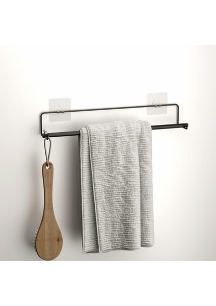 Yapışkanlı Kancalı Havluluk Mat Siyah ST160