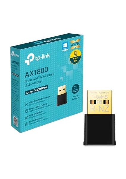 TX20U, AX1800 Mbps, Çift, Mu-Mımo, USB 2.0, Wpa3, Windows 10/11 Uyumlu, Wi-Fi 6 USB modelleri