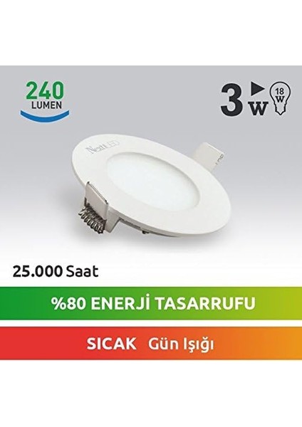 3W-SLY Gün Işığı LED Slim Ampul