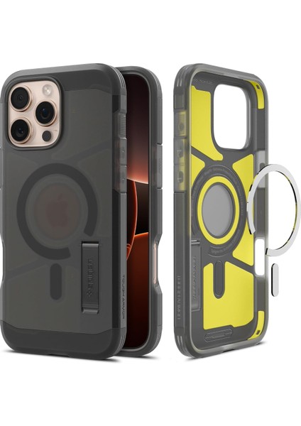 16 Pro Max Ekstra Dayanıklı Kılıf Tough Ai Hava Kanalı Teknolojisi™ Askeri Sınıf Koruma Magfit Kickstand&apos;lı Frost Çift Katman Kapak - ACS08502