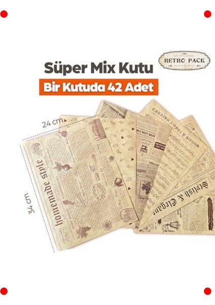 42 Adet Desenli Vintage Sunum ve Dekupaj Kağıdı fiyatları