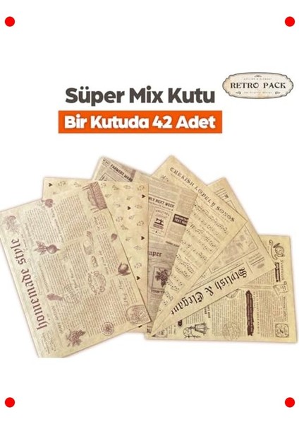 42 Adet Desenli Vintage Sunum ve Dekupaj Kağıdı modelleri