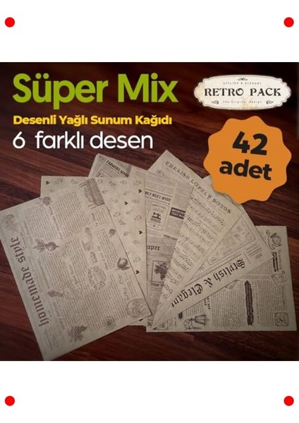 42 Adet Desenli Vintage Sunum ve Dekupaj Kağıdı fırsatları