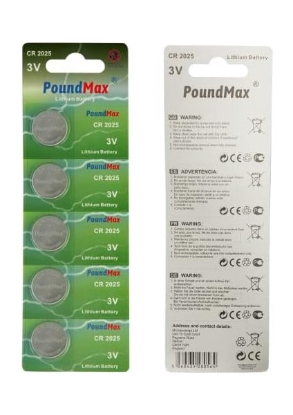 x CR2025 Lityum Düğme Pil, 3 V Pil, Sızdırmaz, Cıva Içermez, Uzun Ömürlü – Elektronik Küçük Cihazlar, Araba Anahtarları, Uzaktan Kumandalar, Tıbbi ve Akıllı Ev Cihazları Için fiyatları