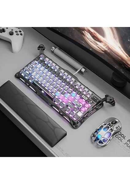 Mercury K1 Pro Rgb Kablosuz Mekanik Gaming Klavye Alüminyum Çerçeveli Ingilizce Q (Galaxy Siyah) fiyatları
