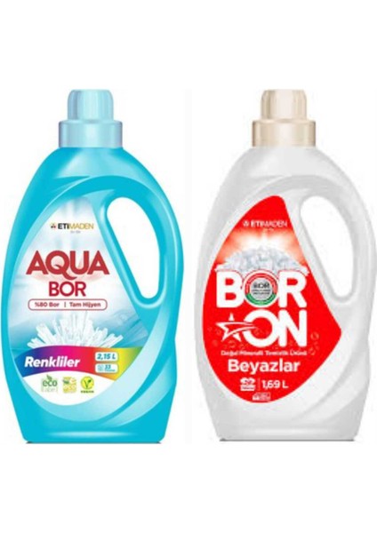 Aquabor Doğal Mineralli Renkliler Için 33 Yıkama+ Boron Sıvı Beyazlar Için 26 Yıkama Tm.