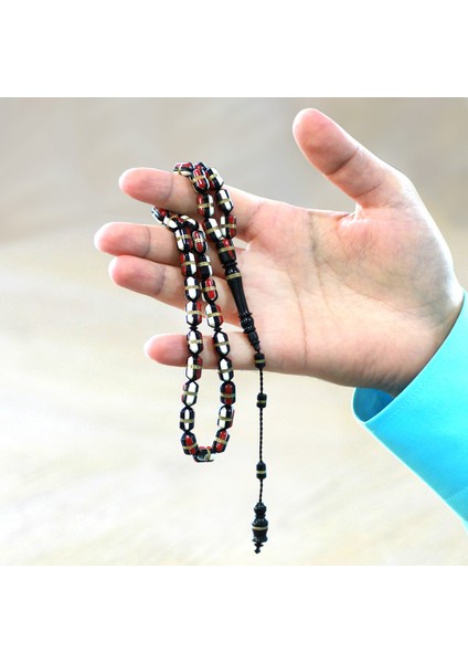 Sistemli Beyaz Kırmızı Mine Dolgulu Pirinç Sarmal Kapsül Kesim Kuka Tesbih modelleri