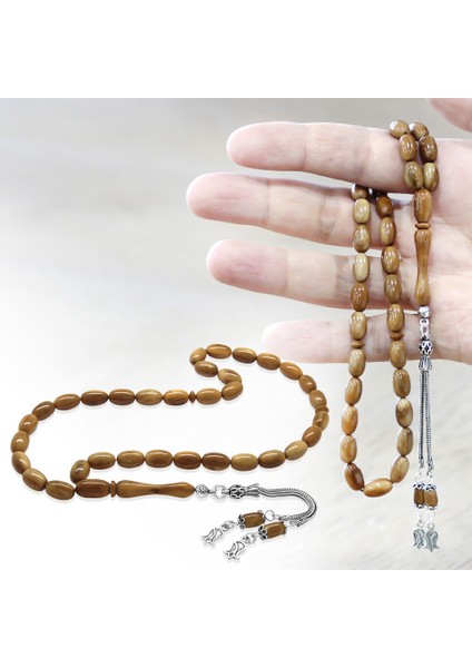 Kuka Tesbih - Kahverengi - 925 Ayar Gümüş 2 Li Kamçı Püsküllü - Kapsül Kesim fiyatları