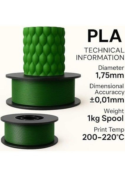 Pla+ Filament 1.75MM 1 kg - Zümrüt Yeşili fiyatları