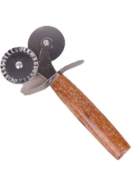 Ahşap Saplı 2li Hamur Kesme Ruleti Düz ve Dalgalı Pizza Börek Kesici Aparatı fiyatları